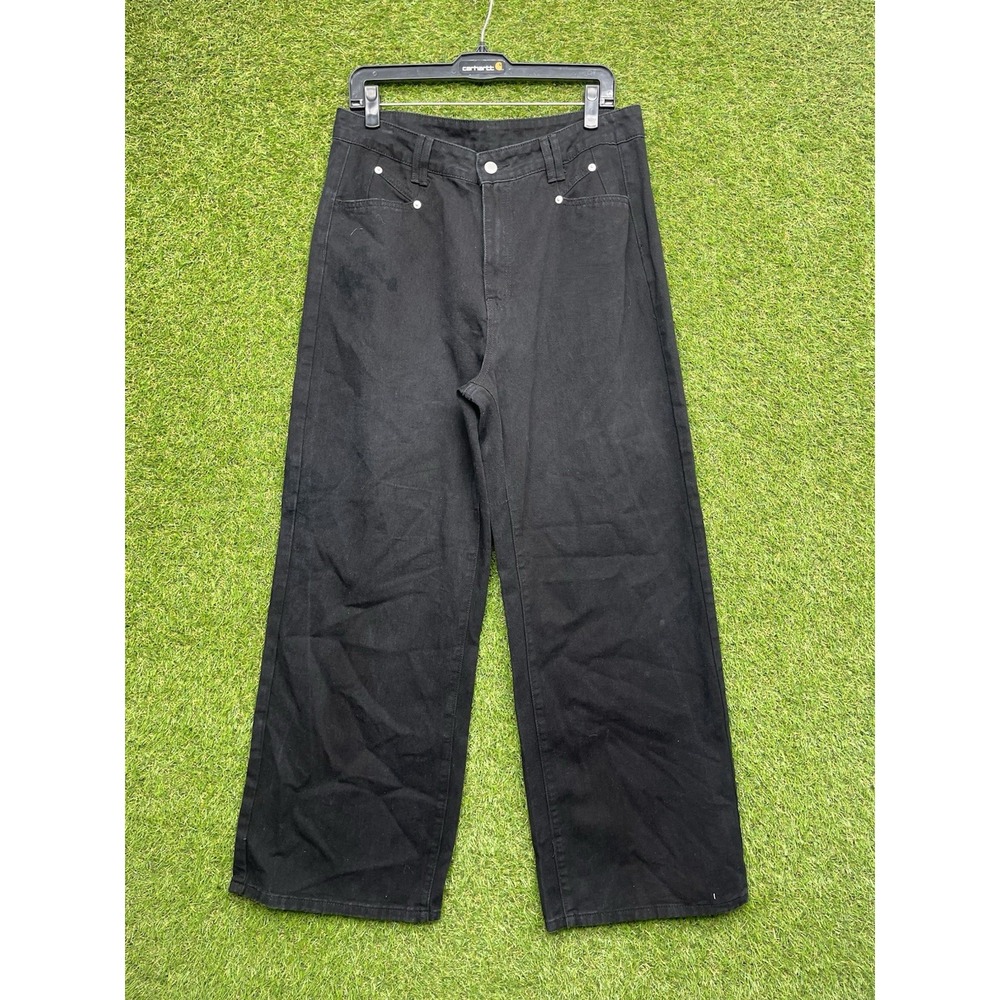 Cider Happy Hour Jeans Womens XL 30x30 Wide Leg Black Denim Pants Baggy NWOT